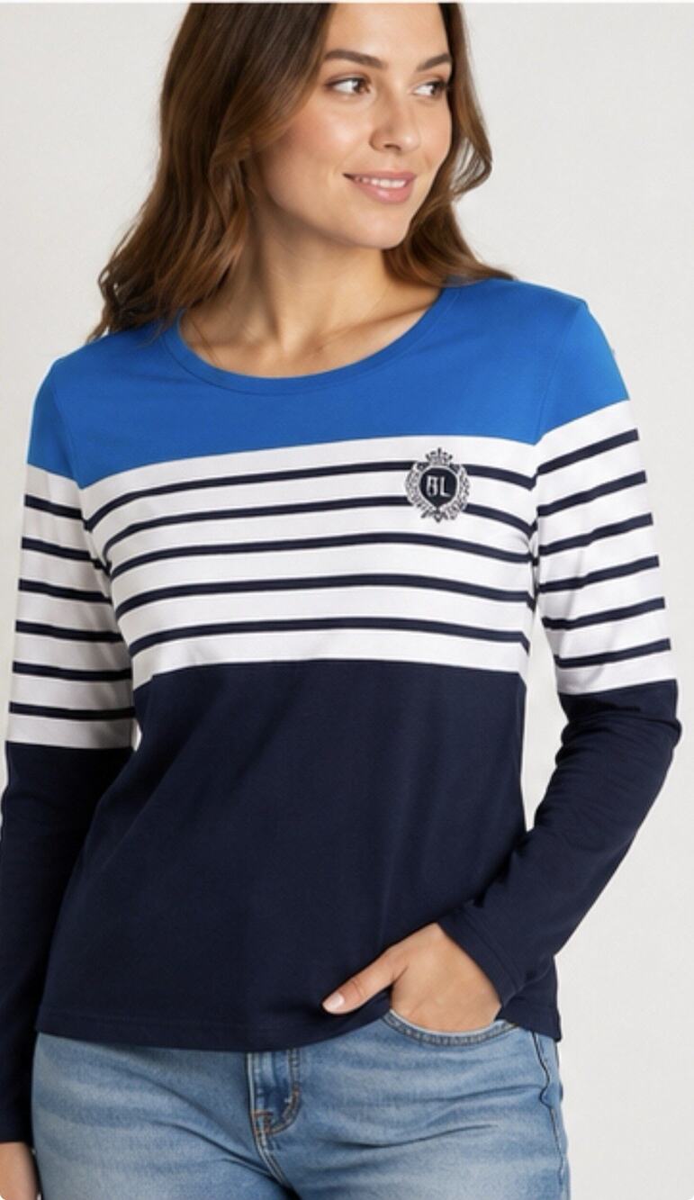 Lauren Ralph Lauren Active Striped Long Sleeve Shirt Women’s Small Blue